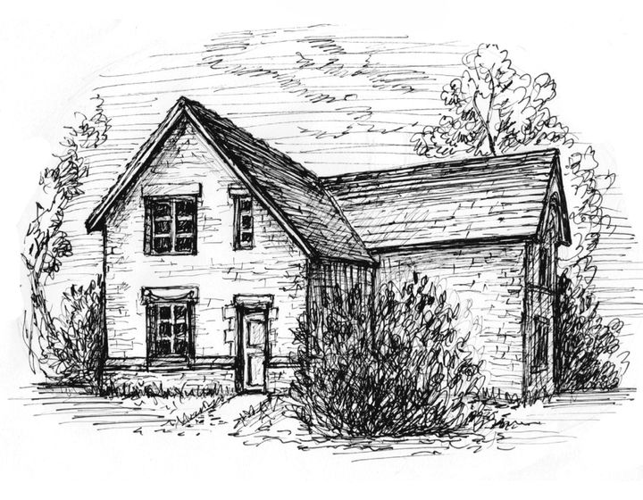 Wincobank Chapel School House pencil sketch showing old building. Year unknown